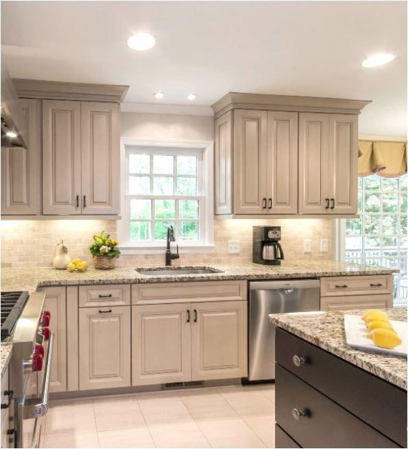 Taupe Kitchen Cabinets with an Antique Finish