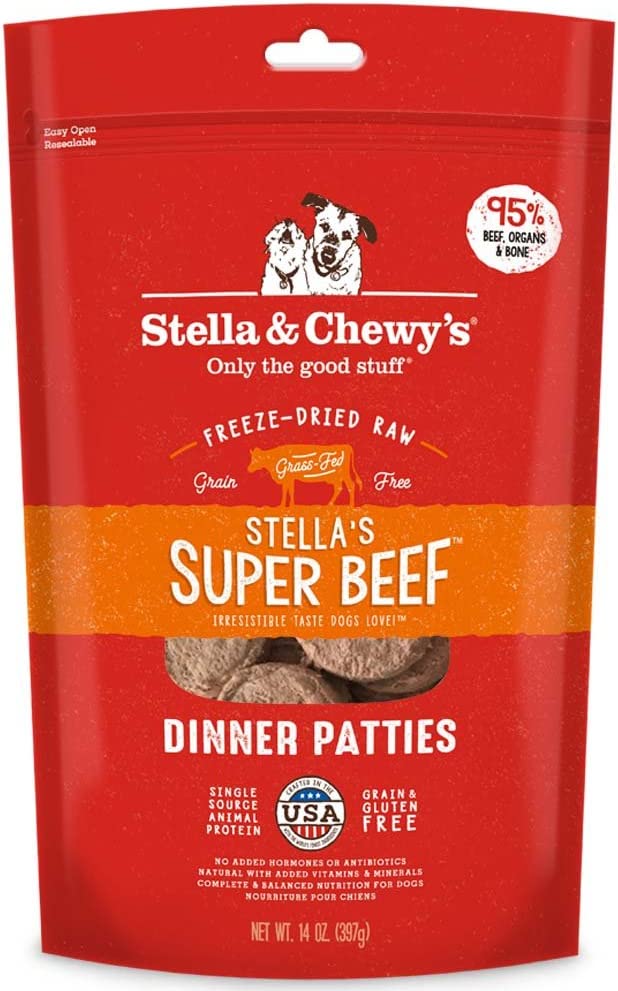 Stella & Chewy’s Freeze Dried Raw Dinner Patties – Grain Free Dog Food, Protein Rich Stella’s Super Beef Recipe – 14 oz Bag 