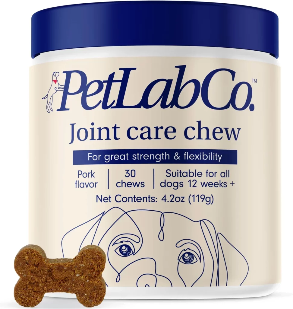 Petlab Co. Joint Care Chews - High Levels of Glucosamine for Dogs, Green Lipped Mussels, Omega 3 and Turmeric - Dog Hip and Joint Supplement to Actively Support Mobility - Packaging May Vary 