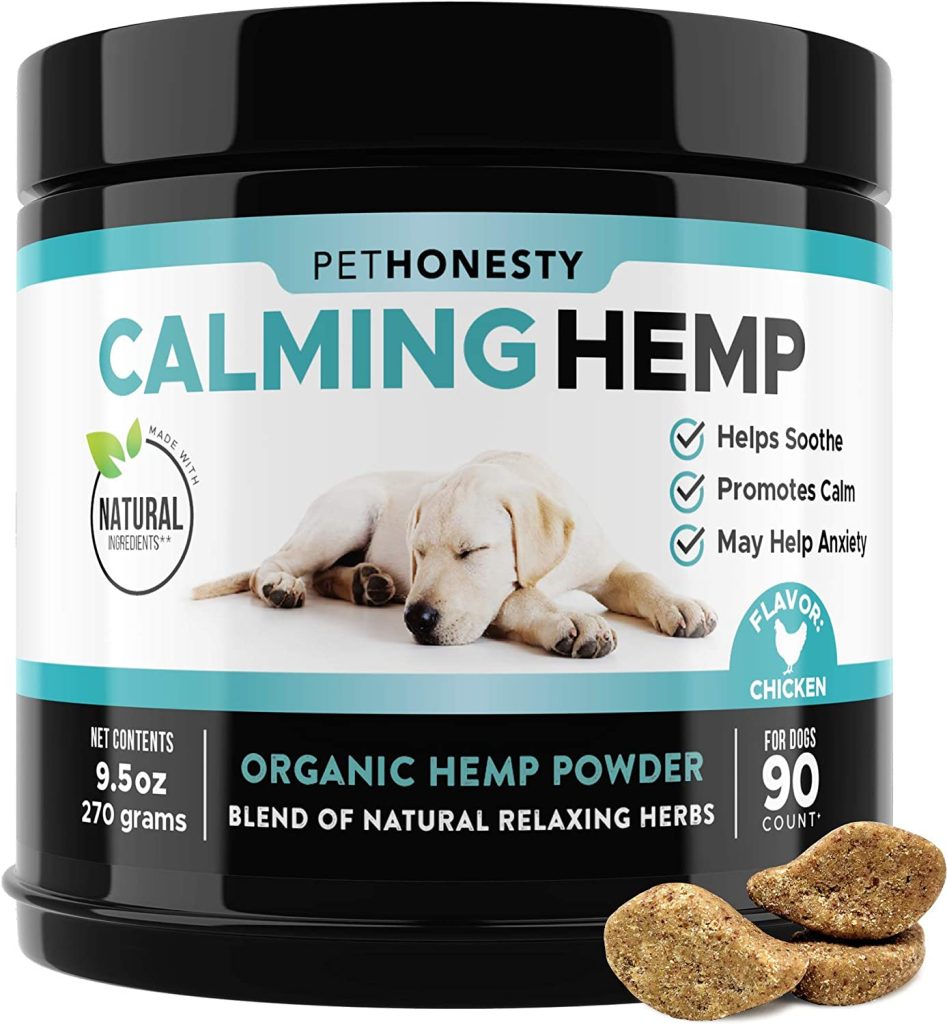 PetHonesty Hemp Calming Chews for Dogs - All-Natural Soothing Snacks with Hemp + Valerian Root, Stress & Dog Anxiety Relief- Helps Aid with Thunder, Fireworks, Chewing & Barking (Chicken, 90ct) 