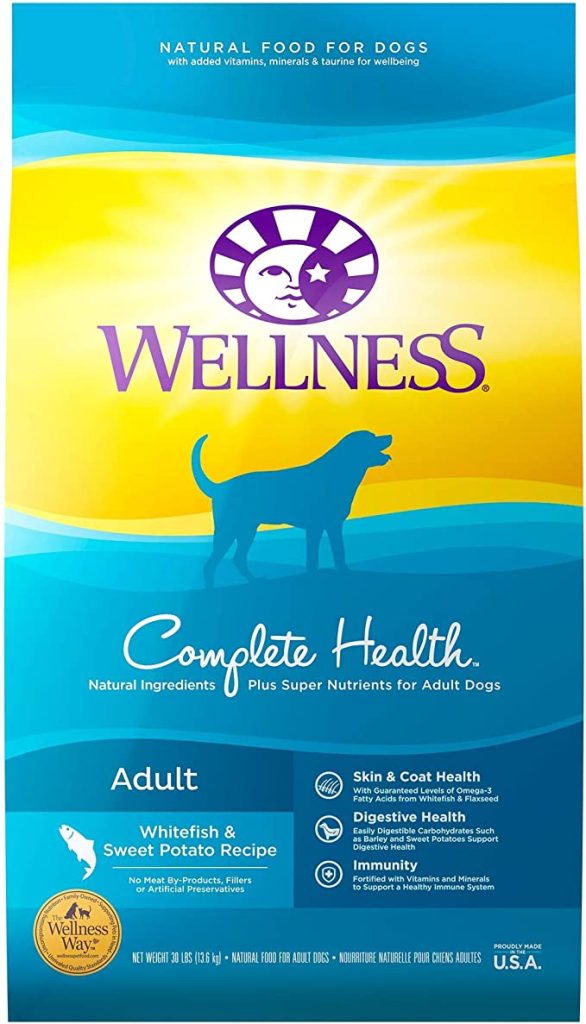 Wellness Natural Pet Food Complete Health Natural Dry Dog Food, Whitefish & Sweet Potato, 30-Pound Bag 