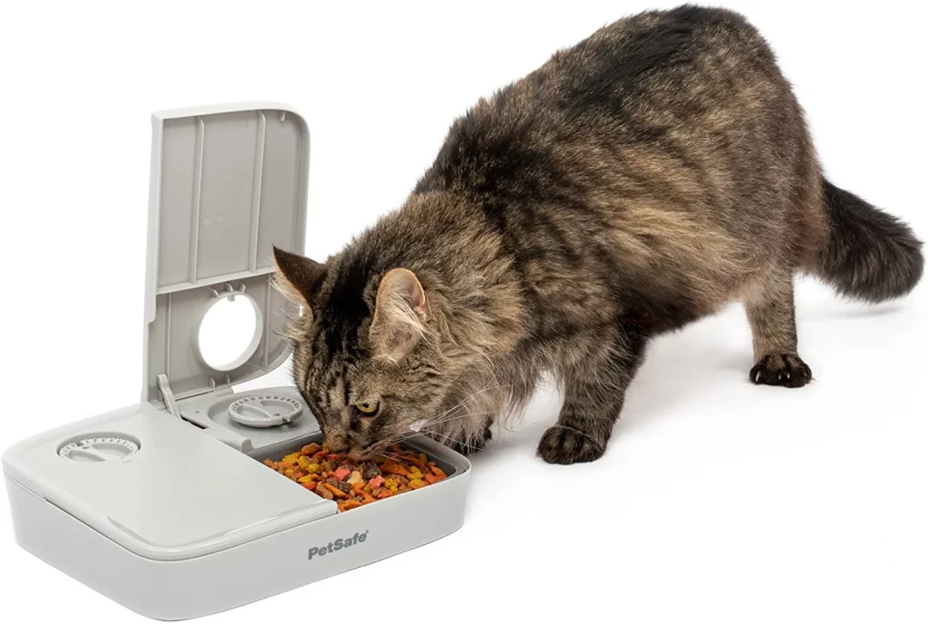 PetSafe Analog 2 Meal Programmable Pet Feeder, Automatic Dog and Cat Feeder - Dry or Semi-Moist Pet Food Dispenser, Slow Feed Portion Control (3 Cup/16 Ounce Total Capacity), Tamper-Resistant Design 