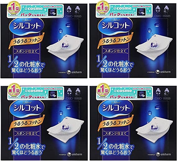 Unicharm Silcot Uruuru Sponge Facial Cotton 40 Sheets (4) 