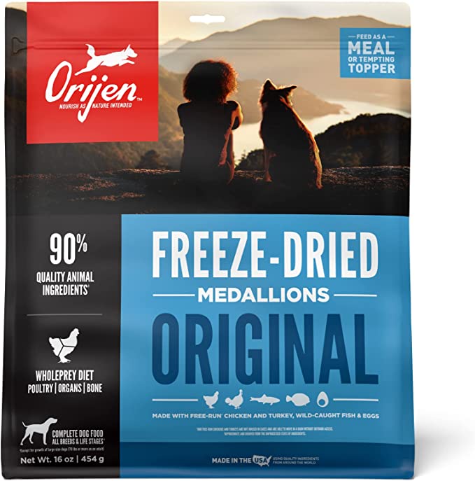 ORIJEN Original Freeze-Dried Dog Food, 16oz, High Protein, Grain-free Meal & Food Topper 