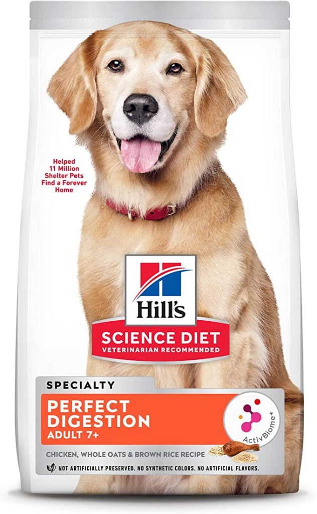 Hill's Science Diet Senior Adult 7+, Dog Dry Food Perfect Digestion Chicken 3.5 lb Bag 