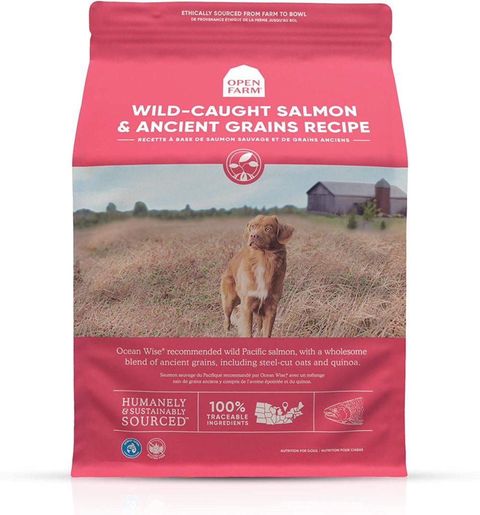 Open Farm Wild-Caught Salmon & Ancient Grains Dry Dog Food, Sustainably Fished Salmon Recipe with Wholesome Grains and No Artificial Flavors or Preservatives, 11 lbs 