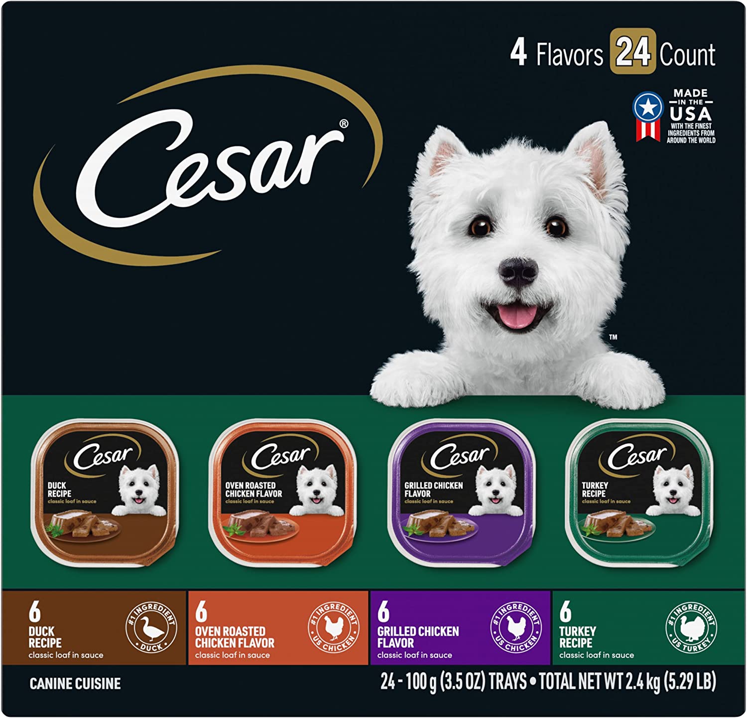 CESAR Wet Dog Food Classic Loaf in Sauce Poultry Variety Pack