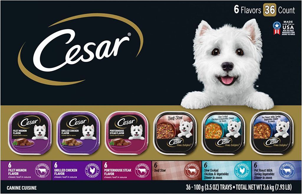 CESAR Wet Dog Food HOME DELIGHTS & Classic Loaf in Sauce Variety Pack, (36) 3.5 oz. Easy Peel Trays 