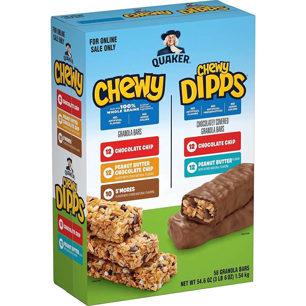 Quaker Chewy Granola Bars, Chewy & Dipps Variety Pack, (58 Bars) 