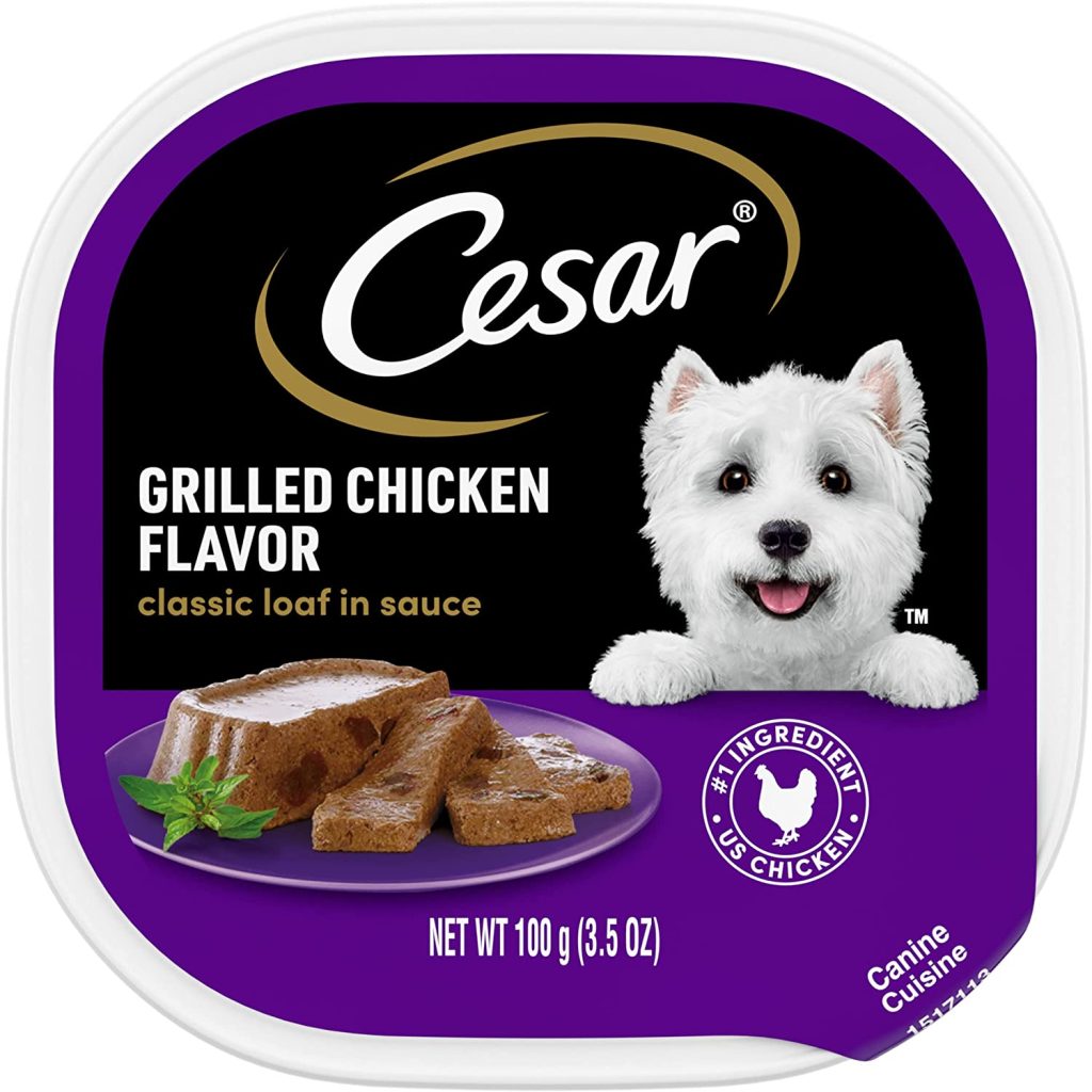 CESAR Soft Wet Dog Food Classic Loaf in Sauce Grilled Chicken Flavor, (24) 3.5 oz. Easy Peel Trays 