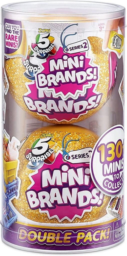 5 Surprise Mini Brands Series 2 by ZURU (2 Pack) Amazon Exclusive Mystery Real Miniature Brands Collectible Toy Capsule - Gold (2 Pack PVC Tube Packaging) 