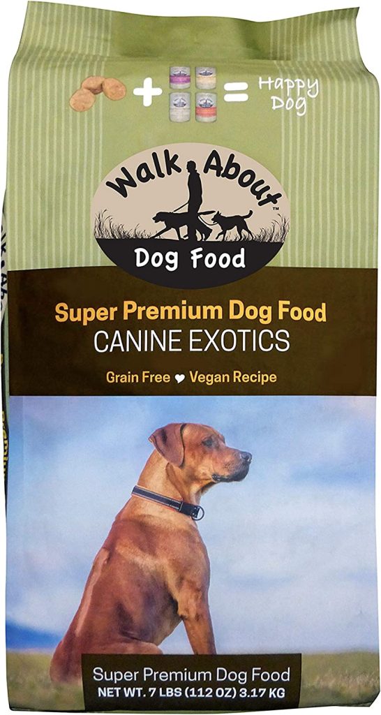 Walk About Pet, WA10037, Super Premium Canine Exotics Dog Food, Dry Alkaline Kibble, Vegan Recipe, Grain-Free, Gluten-Free, Single Source Protein, 7-Pound Bag 