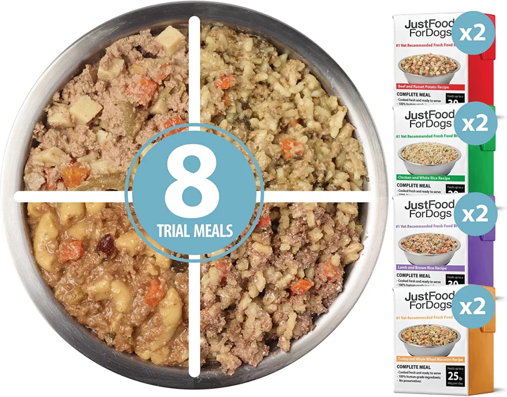 JustFoodForDogs PantryFresh Dog Food (12.5oz - Pack of 8) - Fresh, Whole Food Ingredients Ready to Serve Adult Dog & Puppy Food - Sampler Variety 