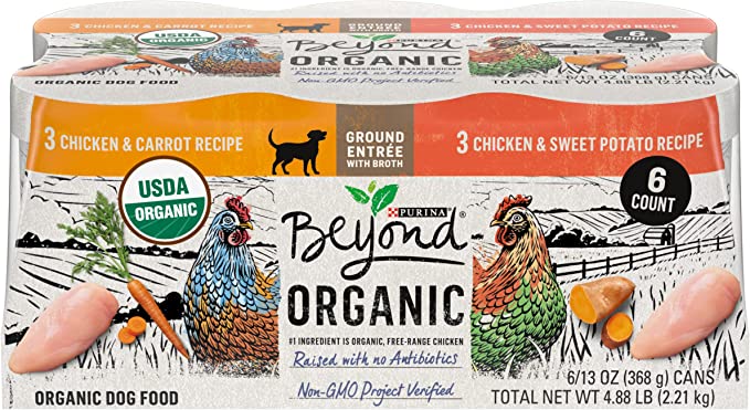 Purina Beyond Natural, Pate, High Protein Wet Dog Food Variety Pack, Organic Chicken Recipes - (6) 13 oz. Cans 