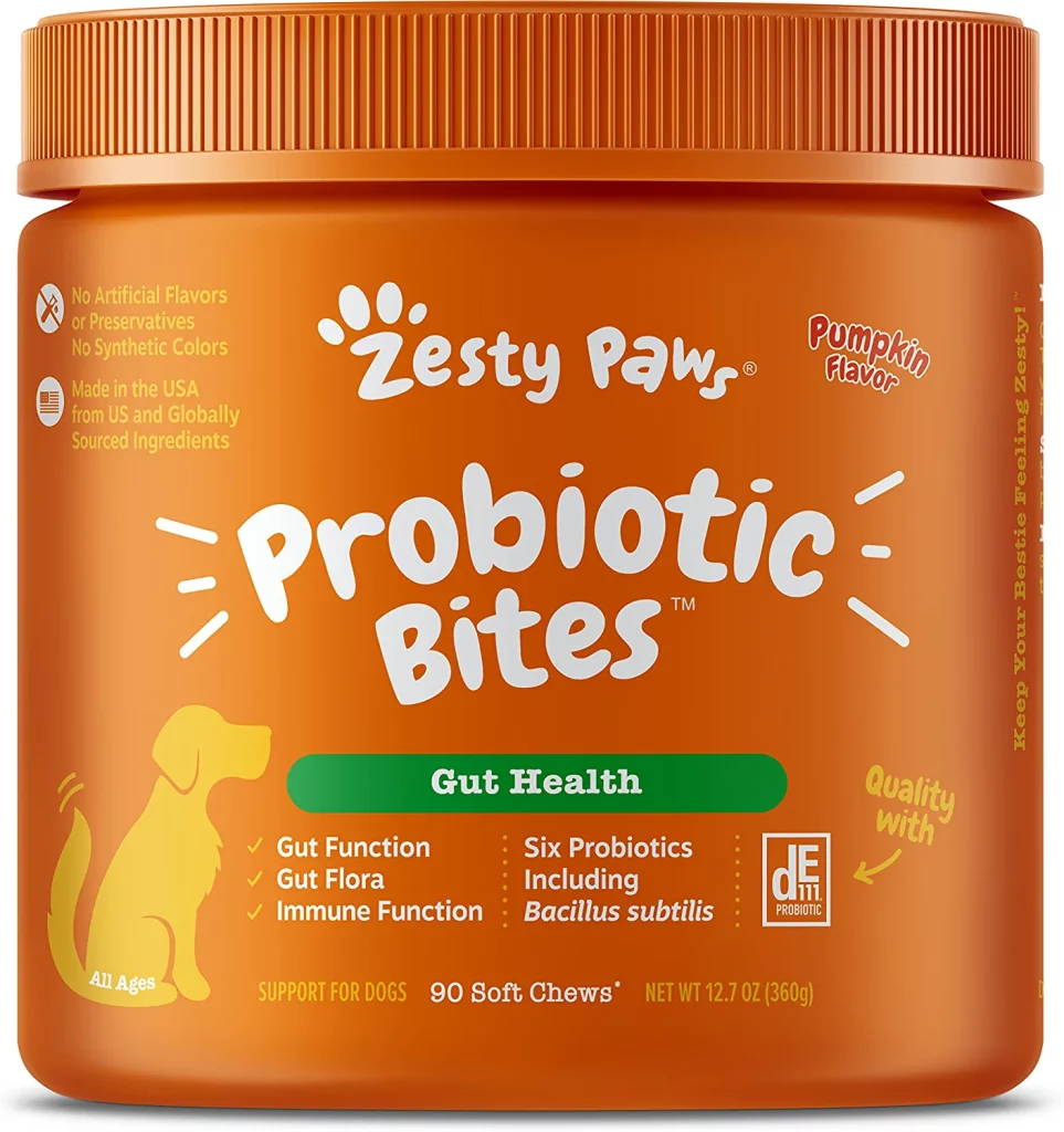 Zesty Paws Probiotics for Dogs - Probiotics for Gut Flora, Digestive Health, Occasional Diarrhea & Bowel Support - Clinically Studied DE111 - Functional Dog Supplement Soft Chew for Pet Immune System 