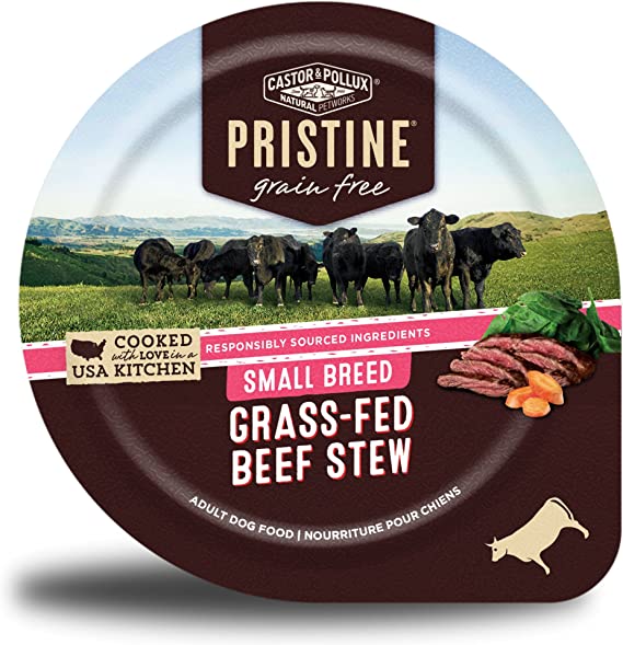 Castor & Pollux Pristine Grain Free Small Breed Grass-Fed Beef Stew Canned Dog Food, (12) 3.5oz cans 