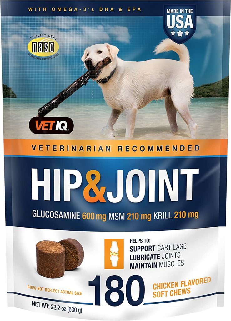 VetIQ Hip & Joint Supplement for Dogs, Chicken Flavored Soft Chews, 180 Count 