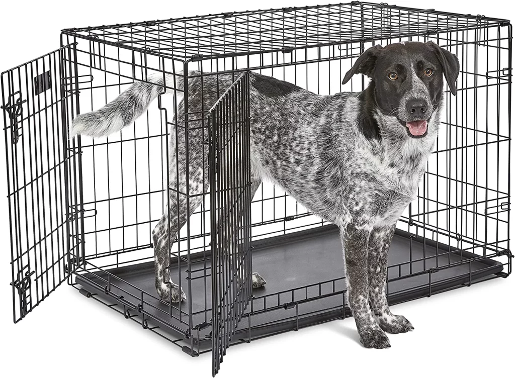 MidWest Homes for Pets Newly Enhanced Single & Double Door iCrate Dog Crate, Includes Leak-Proof Pan, Floor Protecting Feet, Divider Panel & New Patented Features 